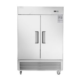 54"W Commercial Refrigerator 2 Section 2 Solid Door Stainless Steel Reach-in Refrigerator 42.2 Cu.ft. Upright Fan Cooling Refrigerator for Restaurant,