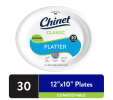 Chinet Classic® Premium Disposable Paper Platters, White, 12 ⅝ x 10", 30 Count
