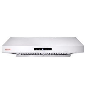 VEVOR Under Cabinet Range Hood, Dual Motors Ductless Kitchen Stove Vent, Stainless Steel Permanent Filter with 3-Speed Exhaust Fan, 2 Baffle Filters,
