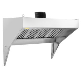 VEVOR Commercial Exhaust Hood, 9FT Food Truck Hood Exhaust, 201 Stainless Steel Concession Trailer Hood with 4 Detachable U-shaped Grid Oil Filter Mes