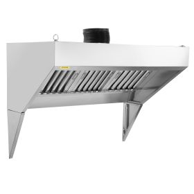 VEVOR Commercial Exhaust Hood, 7FT Food Truck Hood Exhaust, 201 Stainless Steel Concession Trailer Hood with 3 Detachable U-shaped Grid Oil Filter Mes