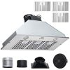 VEVOR Insert Range Hood, 800CFM 3-Speed, 36 Inch Stainless Steel Built-in Kitchen Vent with Push Button Control LED Lights Baffle Filters, Ducted/Duct