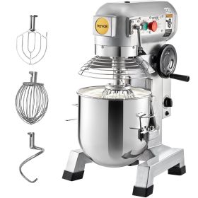 VEVOR Commercial Food Mixer, 10Qt Commercial Mixer with Timing Function, 450W Stainless Steel Bowl Heavy Duty Electric Food Mixer Commercial with 3 Sp