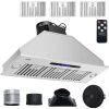 VEVOR Insert Range Hood, 900CFM 4-Speed, 36 Inch Stainless Steel Built-in Kitchen Vent with Touch & Remote Control LED Lights Baffle Filters, Ducted/D