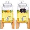 VEVOR Beverage Dispenser, 1.5 Gallon Drink Dispensers for Parties,2PC,Glass Juice Dispenser with Stand, Stainless Steel Spigot, Iced Tea Lemonade Juic