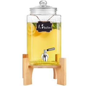 VEVOR Beverage Dispenser, 1.5 Gallon Drink Dispensers for Parties, Glass Juice Dispenser with Stand, Stainless Steel Spigot, Iced Tea Lemonade Juice W