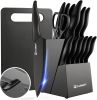 16 Pieces Kitchen Knife Block Set with Cutting Board, German Premium Quality Stainless Steel, Built-in sharpener, Dishwasher Safe, 6 Steak Knives, Ant