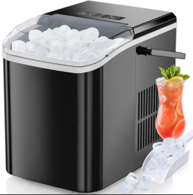 portable ice maker LED display 120W 26 lbs / 24h automatic cleaning, small household, fast refrigeration thick foam layer long effect ice, bullets rou