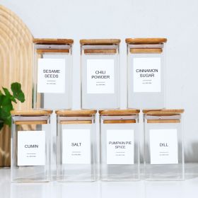 High Borosilicate Glass Spice Jar with Label and Bamboo Lid (24 x 8 Ounces), Spice Container with 72 Printed Labels and 20 Handwritten Labels, Empty S