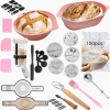 142pcs Sourdough Bread Baking Supplies for Fermentation Basket,,Foldable Silicone Bread Fermentation Basket, [10" Oval + 9" Round],1 Pack22oz Sourdoug