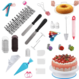 Cake Decorating Supplies Kit, 206 PCS Baking Set for Beginners With Cake Turntable Stand Rotating Turntable,Russian Piping Tips Set, Cake Baking Suppl