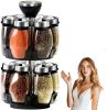 12 Glass Jar Bottles Set Revolving Spice Rack Organizer Storage for kitchen, Spice Stand Holder, Spinning Countertop Herb and Spice Rack Organizer wit