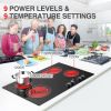 Electric Cooktop 30 Inch, 6800W Ceramic Electric Stove Top with 4 Burners 220v, Knob Control, 9 Heating Levels, Kids Lock & Timer, Hot Surface Indicat