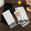 4-Pack Woven Kitchen Towels – Rich Black, 16"x26", Cotton Blend, Absorbent & Machine Washable