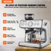 VEVOR Espresso Machine with Grinder, 15 Bar Semi-Automatic Espresso Coffee Maker with Milk Frother Steam Wand, Removable Water Tank & Pressure Gauge f