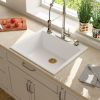Drop In Quartz Granite Composite Kitchen Sink Top Mount Single Bowl White Bar Sink with Bottom Grid, Drainer, Roll-up Drying Rack(25in.*22in.*9.65in.)