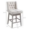 HOMCOM 27" Swivel Bar Stools Set of 2, Counter Height with Linen Upholstery and Button Tufted Design, Beige