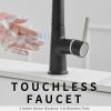 Single Handle Pull Down Sprayer Kitchen Faucet Commercial Spring Faucet with Touchless Sensor in Brushed + Black