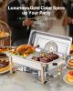 4 Qt 2 Pack Rectangle Chafing Dish Buffet Set Half Size Pan Stainless Steel Gold