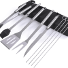 9PCS BBQ Grill Accessories for Top Chef - Professional Grill Tools Set & Basic BBQ Tools for Backyard Restaurant Outdoor Kitchen - Gifts for Father, H