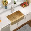 36"x21" Gold Farmhouse Apron Handmade Stainless Steel Kitchen Sink,18 Gauge Apron Front Single Bowl Kitchen Sink with strainer