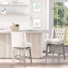HOMCOM 27" Swivel Bar Stools Set of 2, Counter Height with Linen Upholstery and Button Tufted Design, Beige