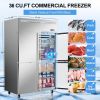 4-Door Upright Freezer with 8 Adjustable Shelves, 48" Wide Stainless Steel Reach-in, Temperature Control -1°F ~ 8°F