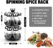 12 Glass Jar Bottles Set Revolving Spice Rack Organizer Storage for kitchen, Spice Stand Holder, Spinning Countertop Herb and Spice Rack Organizer wit