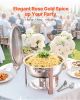 5 Qt 4 Pack Round Chafing Dish Buffet Set Fullsize Pan Stainless Steel Rose Gold