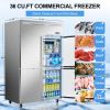 4 Door Dining Room Refrigerator with 8 Adjustable 48" Wide Stainless Steel Shelves 36 Cubic Feet Temperature Control 33°F~40°F