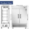 54"W Commercial Freezer 2 Section 2 Solid Door Stainless Steel Reach-in Freezer 42.2 Cu.ft. Upright Fan Cooling Freezer for Restaurant, Bar, Shop, Hom
