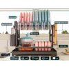 Dish Drainers for Kitchen Counter, 2 Tier Stainless Steel Dish Drying Rack with Drainboard, Dish Rack Drain Set with Utensil Cups Holder and Cutting B