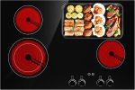 Electric Cooktop 30 Inch, 6800W Ceramic Electric Stove Top with 4 Burners 220v, Knob Control, 9 Heating Levels, Kids Lock & Timer, Hot Surface Indicat