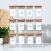 High Borosilicate Glass Spice Jar with Label and Bamboo Lid (24 x 8 Ounces), Spice Container with 72 Printed Labels and 20 Handwritten Labels, Empty S