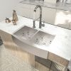 33 Inch Farmhouse Apron Handmade Stainless Steel Kitchen Sink, 18 Gauge Apron Front Double Bowl 50/50 Kitchen Sink with Drain Kit