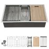 Lordear 18 Gauge Undermount Kitchen Sink Stainless Steel Ledge Workstation Single Bowl Sink