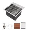 Lordear Gunmetal Black Workstation Kitchen Sink Drop-in Topmount 18 Gauge Stainless Steel Single Bowl Sink