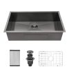 33 Inch Undermount Kitchen Sink Single Bowl 18 Gauge Gunmetal Black Stainless Steel Sink