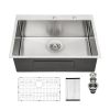 Lordear 16 Gauge Kitchen Sink Drop-in Topmount Single Bowl Gunmetal Black Stainless Steel Sink