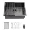 33 Inch Undermount Kitchen Sink Single Bowl 18 Gauge Gunmetal Black Stainless Steel Sink