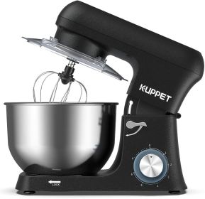 Stand Mixer,Stainless Steel Mixer 6.5-QT, kitchen Mixer 6-Speeds Tilt-Head Food Mixer with Dough Hook, Wire Whip & Flat Beater, Splash Guard for Home (Color: Black)