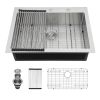 Top Mount Stainless Steel Drop In Single Bowl Kitchen Sink with Bottom Grid, Strainer, Roll-up Drying Rack(30in.*22in.*10in.)(33in.*22in.*10in.)