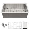 Undermount Kitchen Sink Single Bowl 16 Gauge Stainless Steel Workstation Sink Brushed Nickel /Gunmetal Black