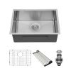 Undermount Kitchen Sink Single Bowl 16 Gauge Stainless Steel Workstation Sink Brushed Nickel /Gunmetal Black