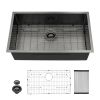Undermount Kitchen Sink Single Bowl 16 Gauge Stainless Steel Workstation Sink Brushed Nickel /Gunmetal Black