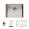Undermount Kitchen Sink Single Bowl 16 Gauge Stainless Steel Workstation Sink Brushed Nickel /Gunmetal Black