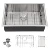 Undermount Kitchen Sink Single Bowl 16 Gauge Stainless Steel Workstation Sink Brushed Nickel /Gunmetal Black