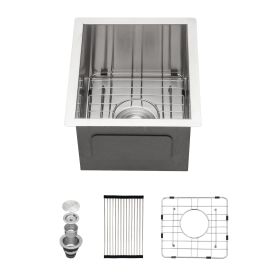 Undermount Sink Stainless Steel 18 Gauge Single Bowl Kitchen Sink Basin with Strainer (size: 15"x17")