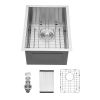 Undermount Sink Stainless Steel 18 Gauge Single Bowl Kitchen Sink Basin with Strainer