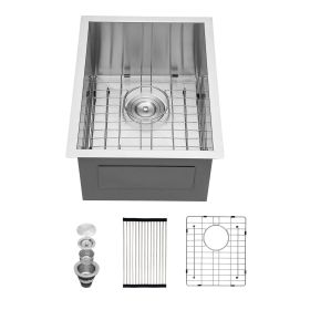 Undermount Sink Stainless Steel 18 Gauge Single Bowl Kitchen Sink Basin with Strainer (size: 15"x20")